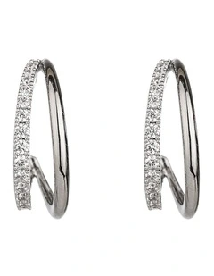Double Hoops Earings GJEW062M in Silver