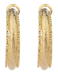 Textured Hoop Earrings Gjee090M in Gold