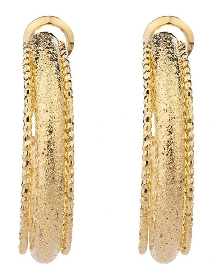 Textured Hoop Earrings Gjee090M in Gold image 1
