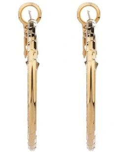 Thin Textured Double Hoops GJEE092M in Gold