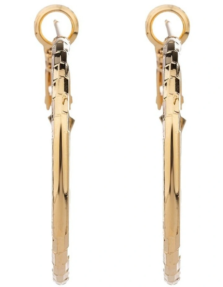 Thin Textured Double Hoops GJEE092M in Gold image 1