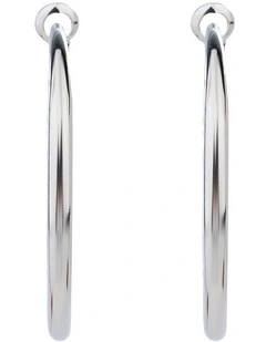 Sculpted Crescent Hoops Earring in Silver GJEE093M