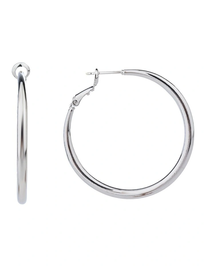 Sculpted Crescent Hoops Earring in Silver GJEE093M image 2