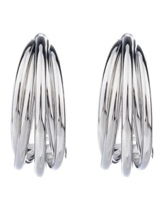 GJEE094M - Strand Hoop Earrings in Silver