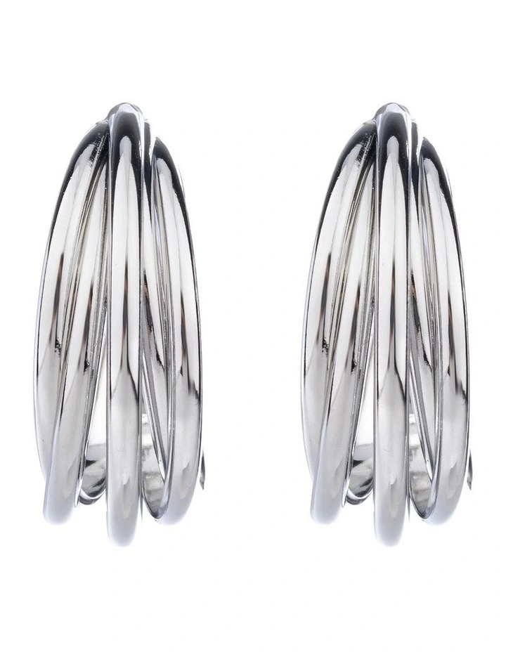 GJEE094M - Strand Hoop Earrings in Silver image 1