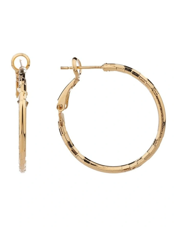 Textured Hoop Earrings GJEE095M in Gold image 1