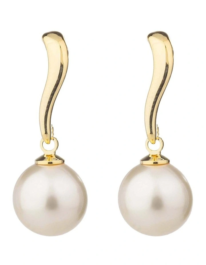 Sculpted Pearl Drop Earrings GJEE097M in Gold image 1