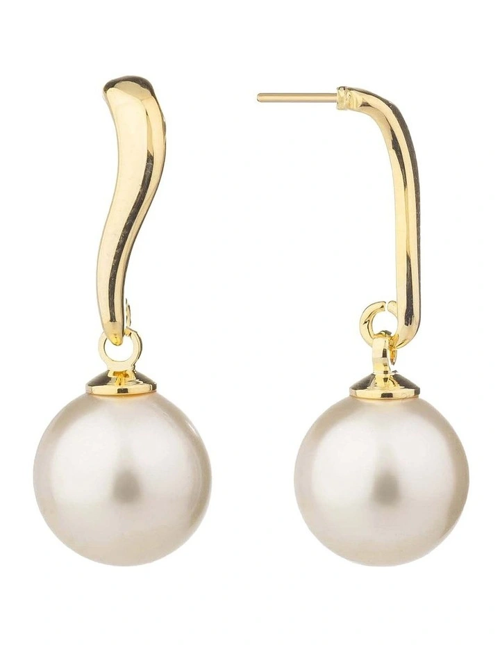 Sculpted Pearl Drop Earrings GJEE097M in Gold image 2