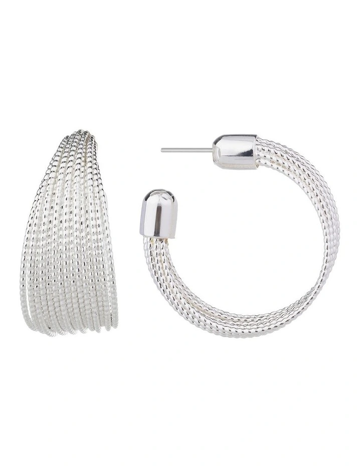 Strand Hoop Earrings GJEE098M in Silver image 2