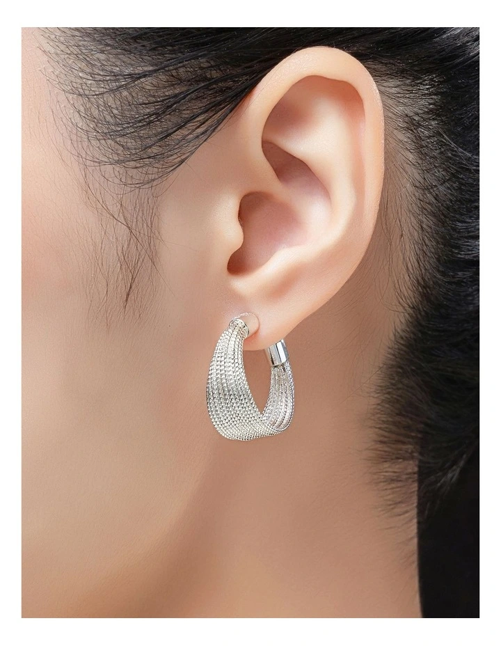 Strand Hoop Earrings GJEE098M in Silver image 3
