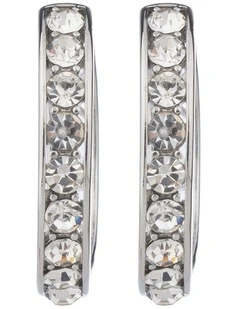 Round CZ Hoops Earrings GJEE100M in Silver