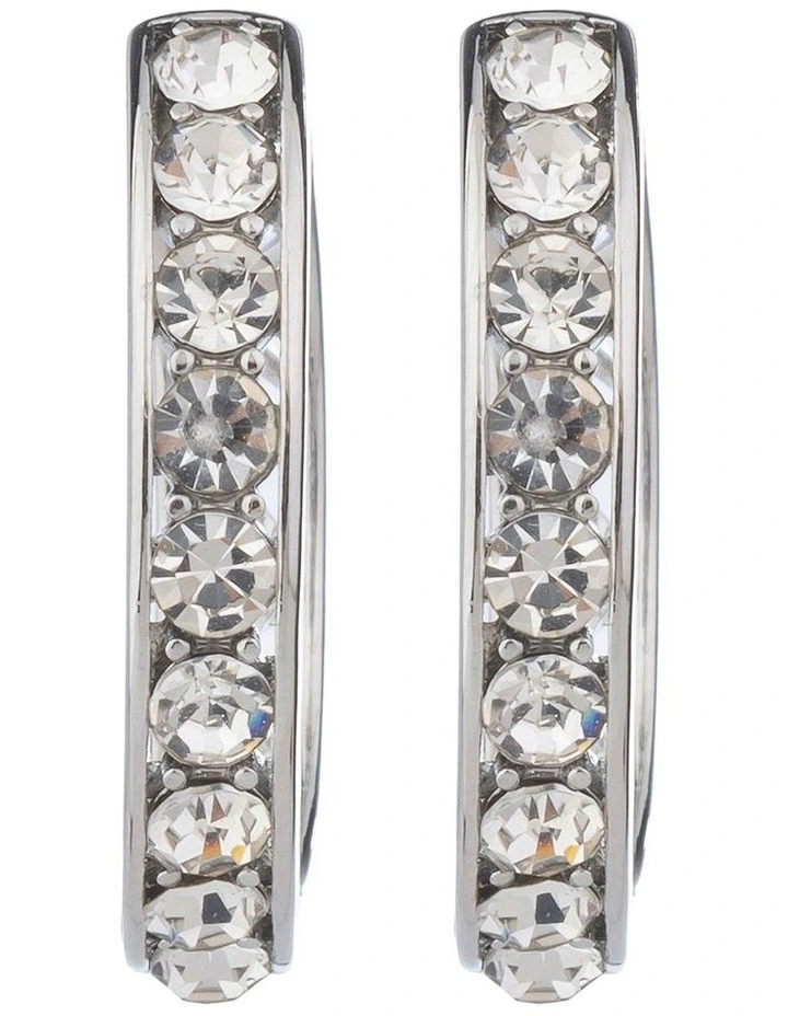 Round CZ Hoops Earrings GJEE100M in Silver image 1