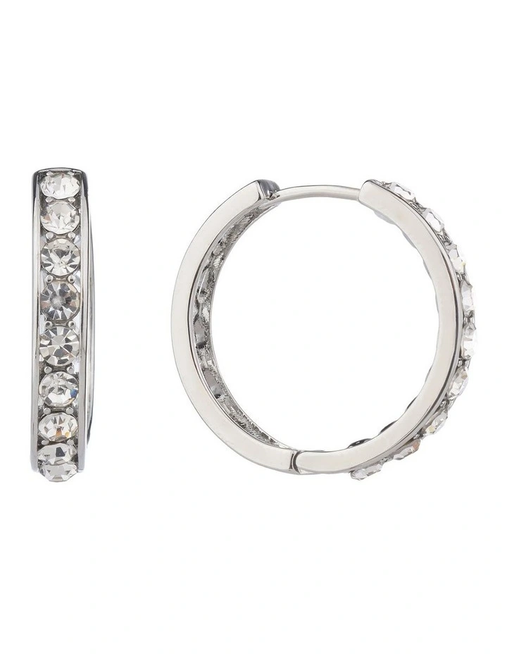 Round CZ Hoops Earrings GJEE100M in Silver image 2