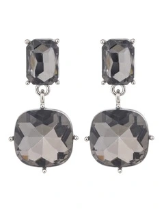 Faceted Jewel Drop Earrings GJEE101M in Grey