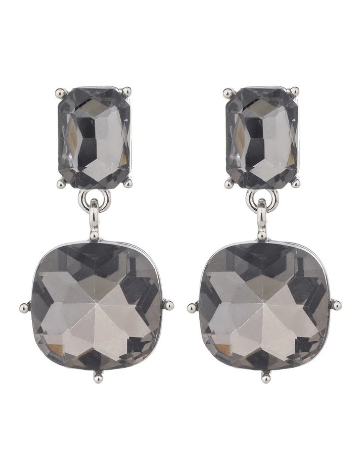 Faceted Jewel Drop Earrings GJEE101M in Grey image 1