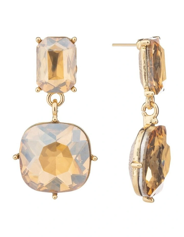 Faceted Jewel Drop Earrings GJEE101M in Gold image 2