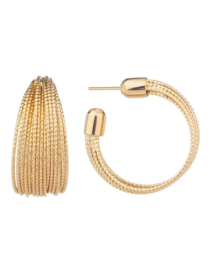 Strand Hoop Earrings GJEE102M in Gold image 2