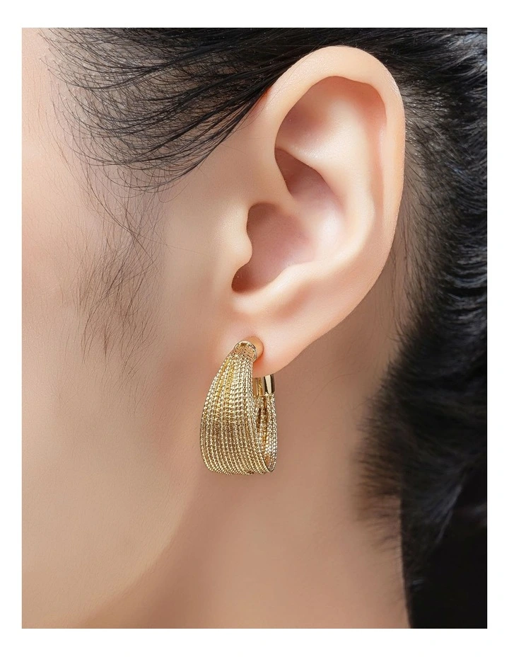 Strand Hoop Earrings GJEE102M in Gold image 3