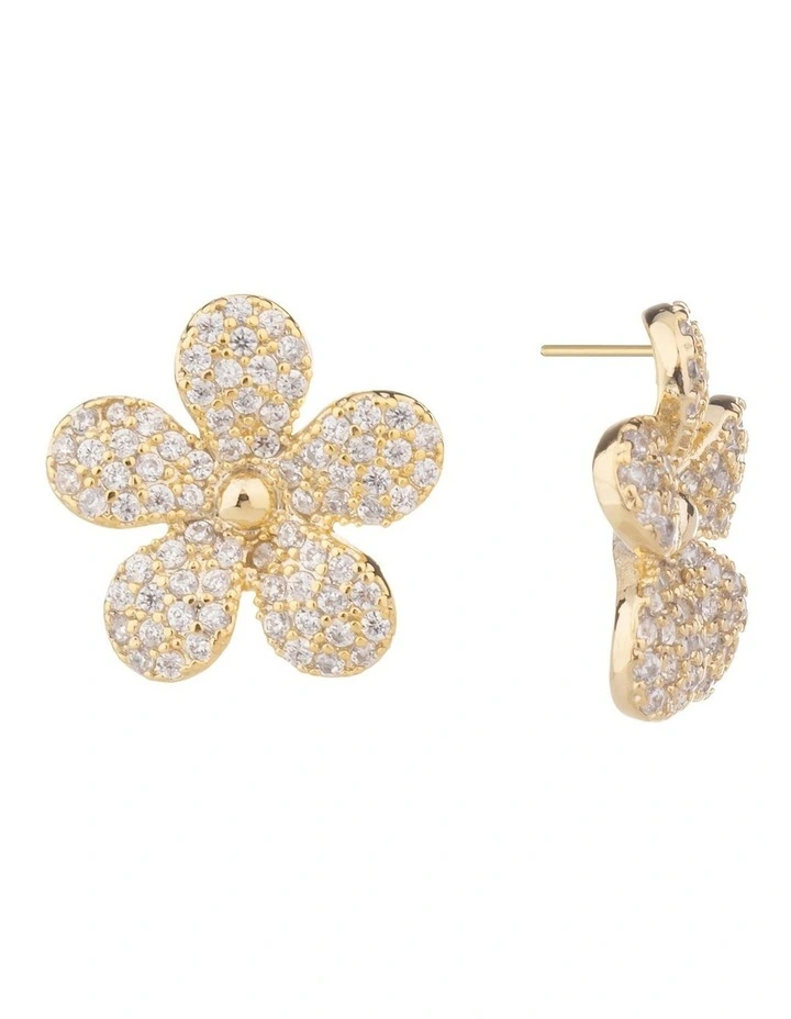GJEE103M - PAVE FLORWER STUD EARRINGS image 2