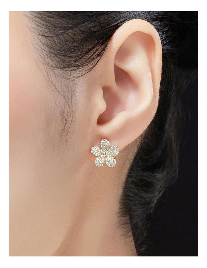 GJEE103M - PAVE FLORWER STUD EARRINGS image 3