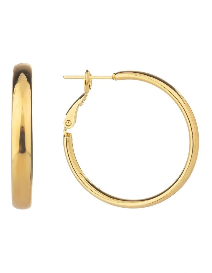 Flat Hoop Earrings GJEE105M in Gold image 2