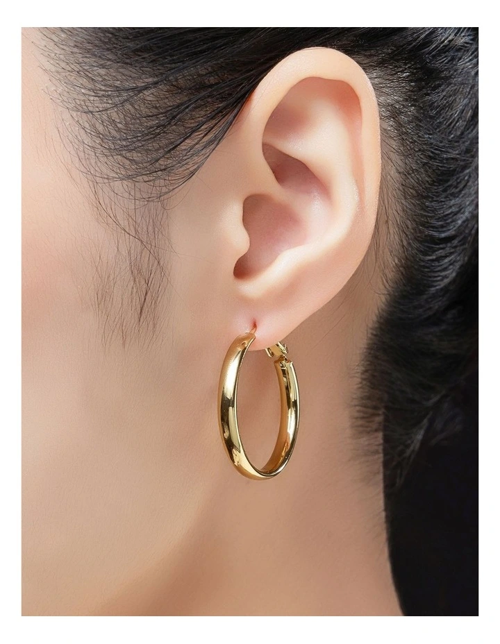 Flat Hoop Earrings GJEE105M in Gold image 3