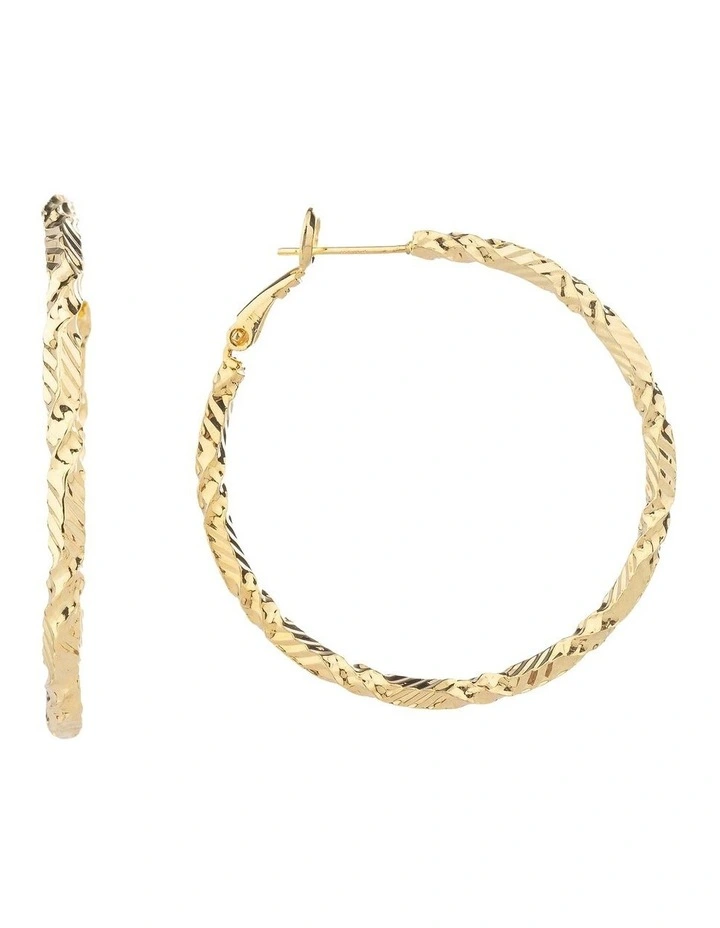Textured GJEE108M Hoop Earrings in Gold image 2