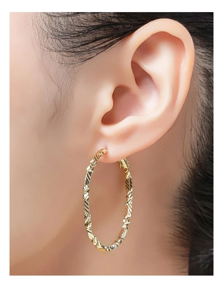 Textured GJEE108M Hoop Earrings in Gold image 3