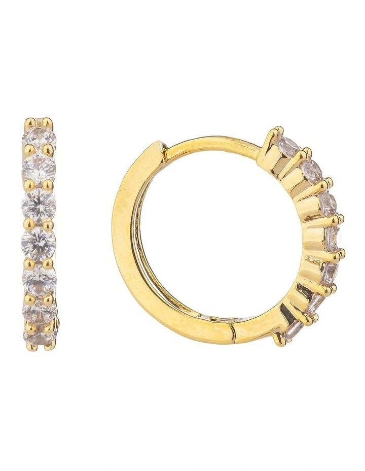 CZ Crown GJEE109M Huggies Hoop Earrings in Gold image 2