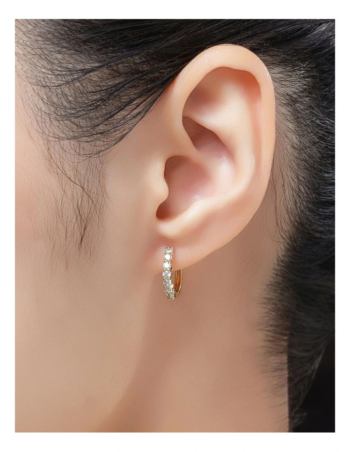 CZ Crown GJEE109M Huggies Hoop Earrings in Gold image 3