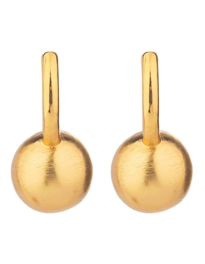 Matt Sphere Huggies Earrings GJEE111M in Gold image 1