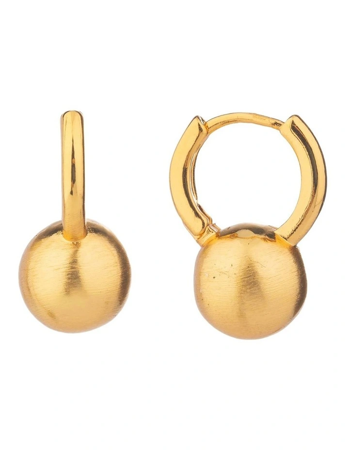 Matt Sphere Huggies Earrings GJEE111M in Gold image 2
