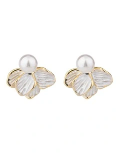 Enamel Petal Peral Studs GJEE112M in Gold