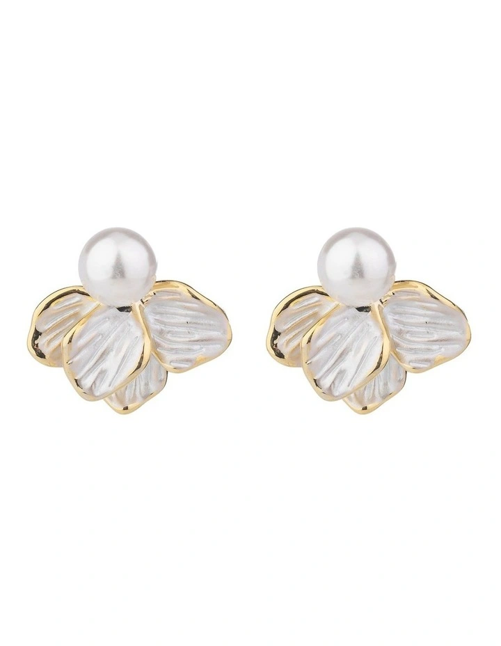 Enamel Petal Peral Studs GJEE112M in Gold image 1