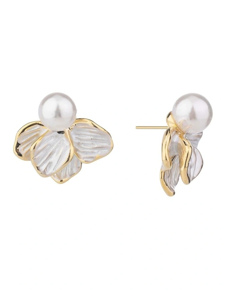 Enamel Petal Peral Studs GJEE112M in Gold image 2