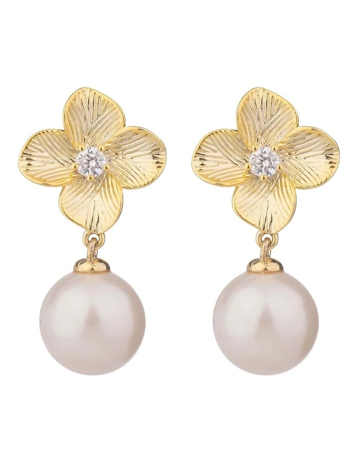 GJEE113M - FLOWER WITH PEARL DROP image 1