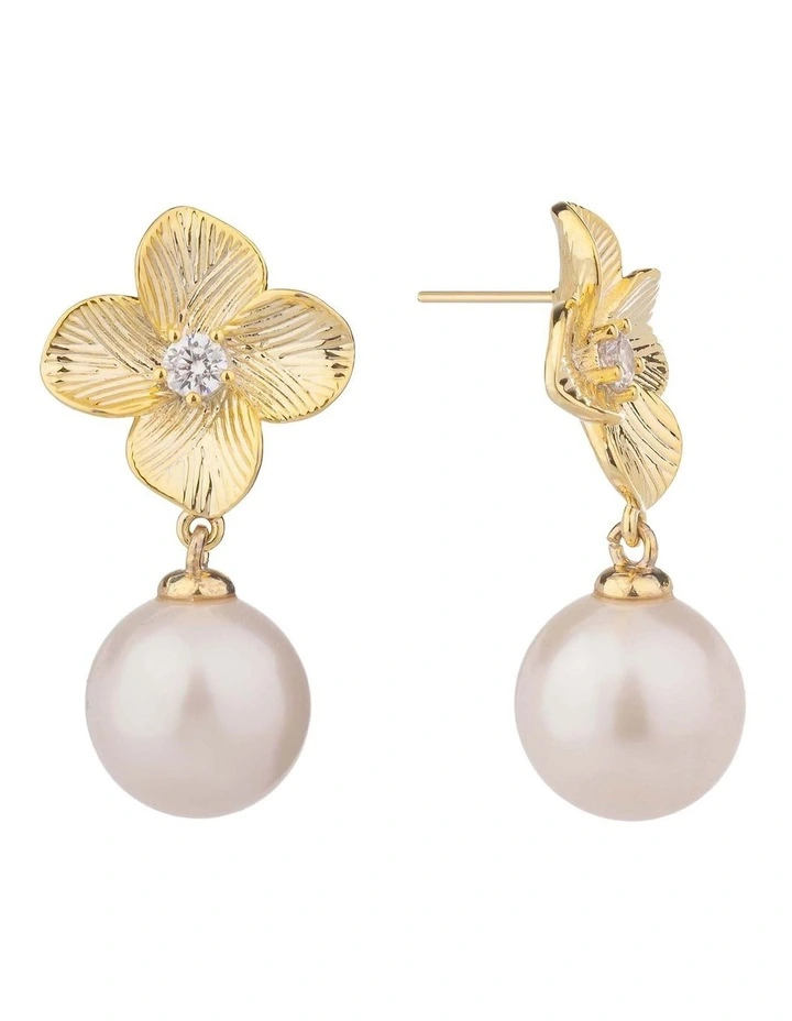 GJEE113M - FLOWER WITH PEARL DROP image 2