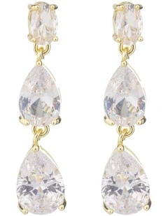Double Pear CZ Drop Earrings GJEE114M in Gold