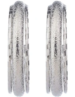 Textured Hoop Earrings GJEE115M in Silver