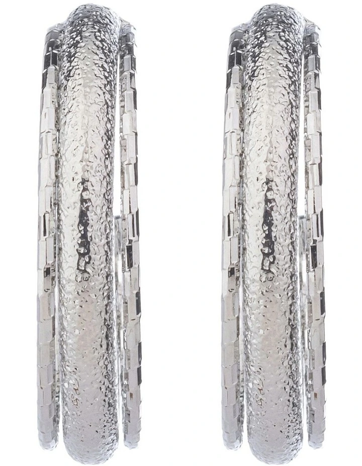 Textured Hoop Earrings GJEE115M in Silver image 1