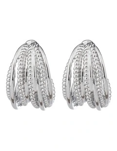 Textured Strand Hoops Earrings GJEE116M in Silver