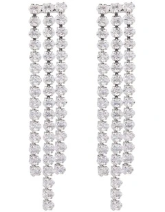 GJEE117M - TRIPPLE CZ STRAND EARRINGS