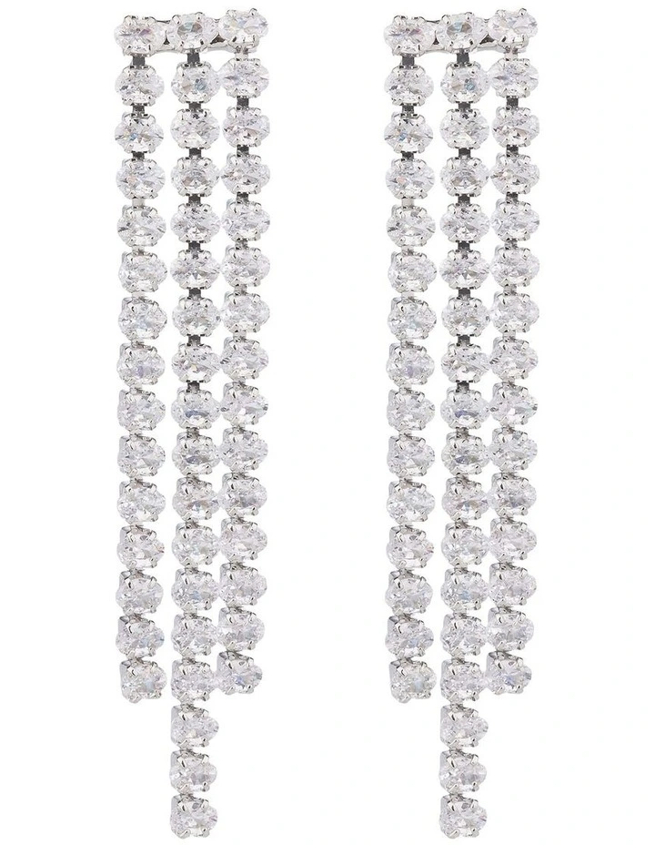 GJEE117M - TRIPPLE CZ STRAND EARRINGS image 1