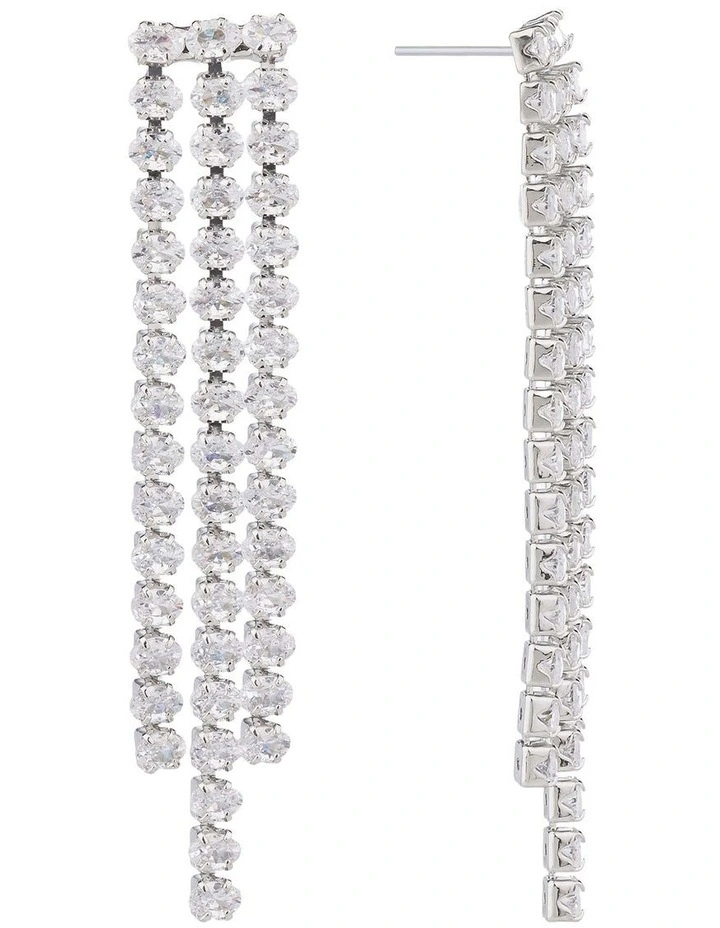 GJEE117M - TRIPPLE CZ STRAND EARRINGS image 2