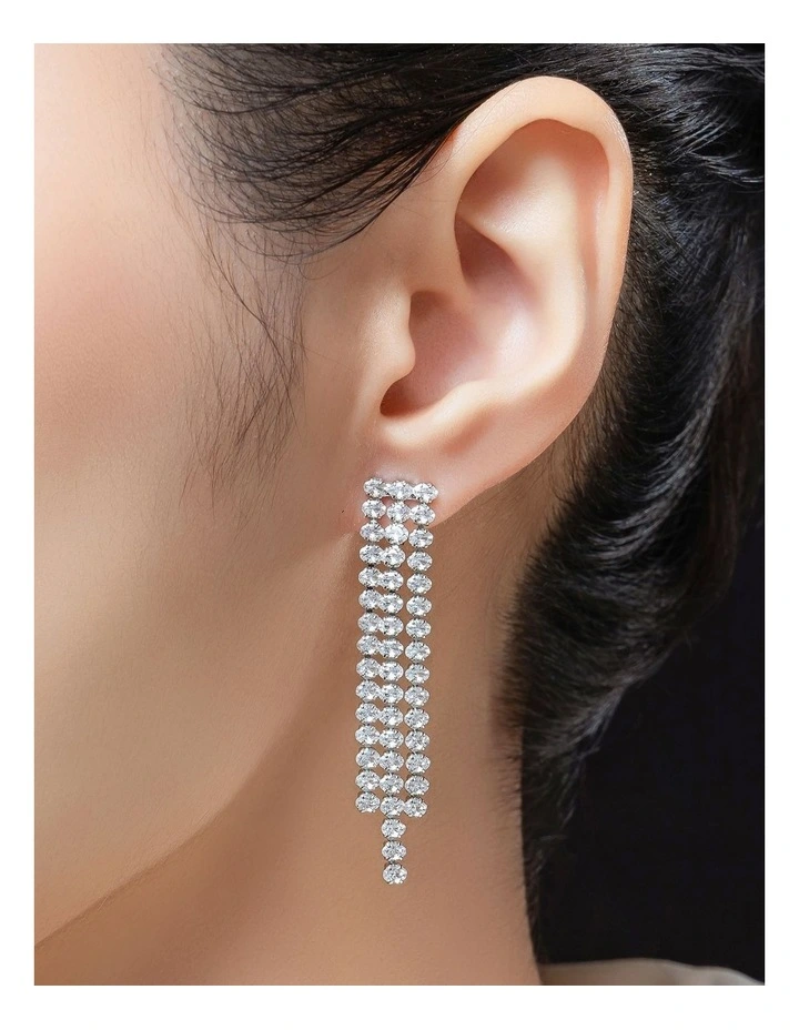 GJEE117M - TRIPPLE CZ STRAND EARRINGS image 3