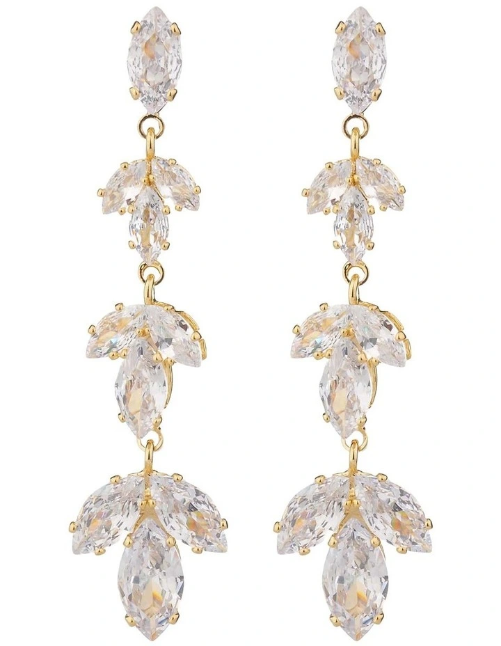 Floral Style Drop Earrings GJEE118M in Gold image 2
