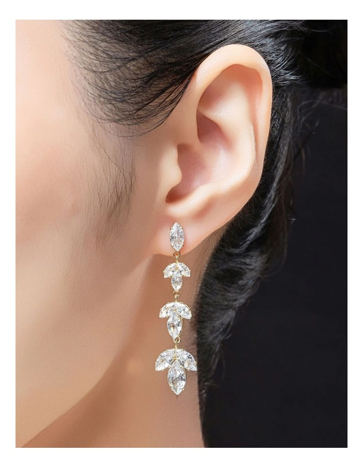 Floral Style Drop Earrings GJEE118M in Gold image 3