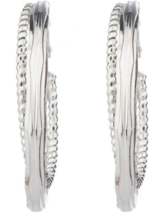 Mix Texture Hoops Earrings GJEE121M in Silver