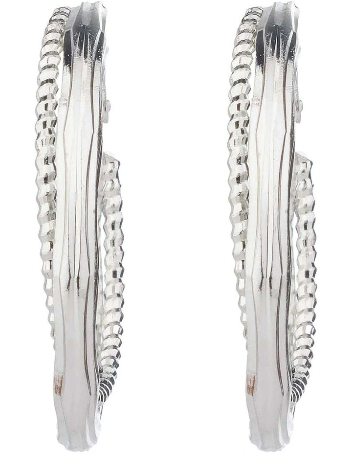 Mix Texture Hoops Earrings GJEE121M in Silver image 1