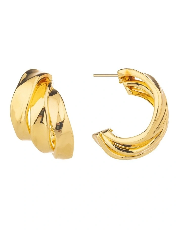 Chunky Sculpted Hoops Earrings GJEE1123M in Gold image 1